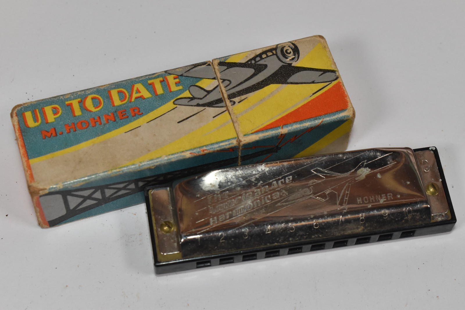 Vintage Hohner The American Ace Harmonica with Original Up To Date Box Vintage Hohner The American Ace Harmonica with Original Up To Date Box