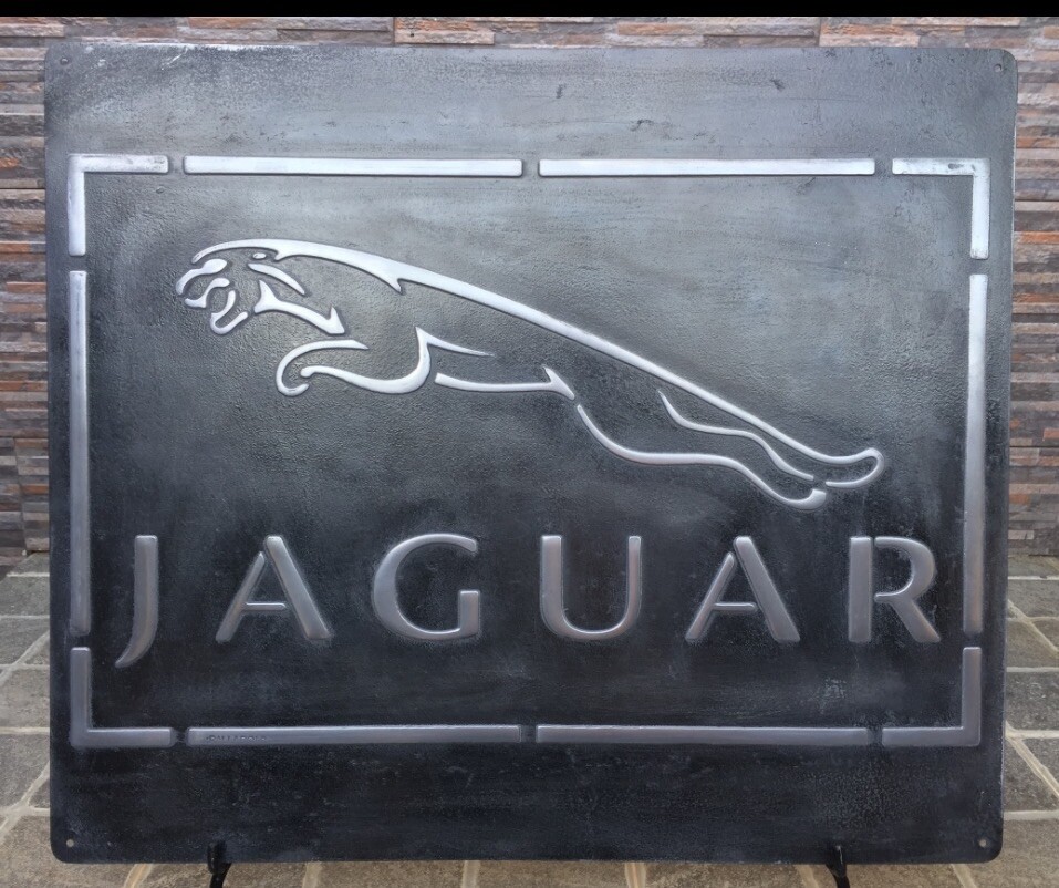 Jaguar Vintage Steel Garage Sign 20x24 Handmade Aluminum Relief