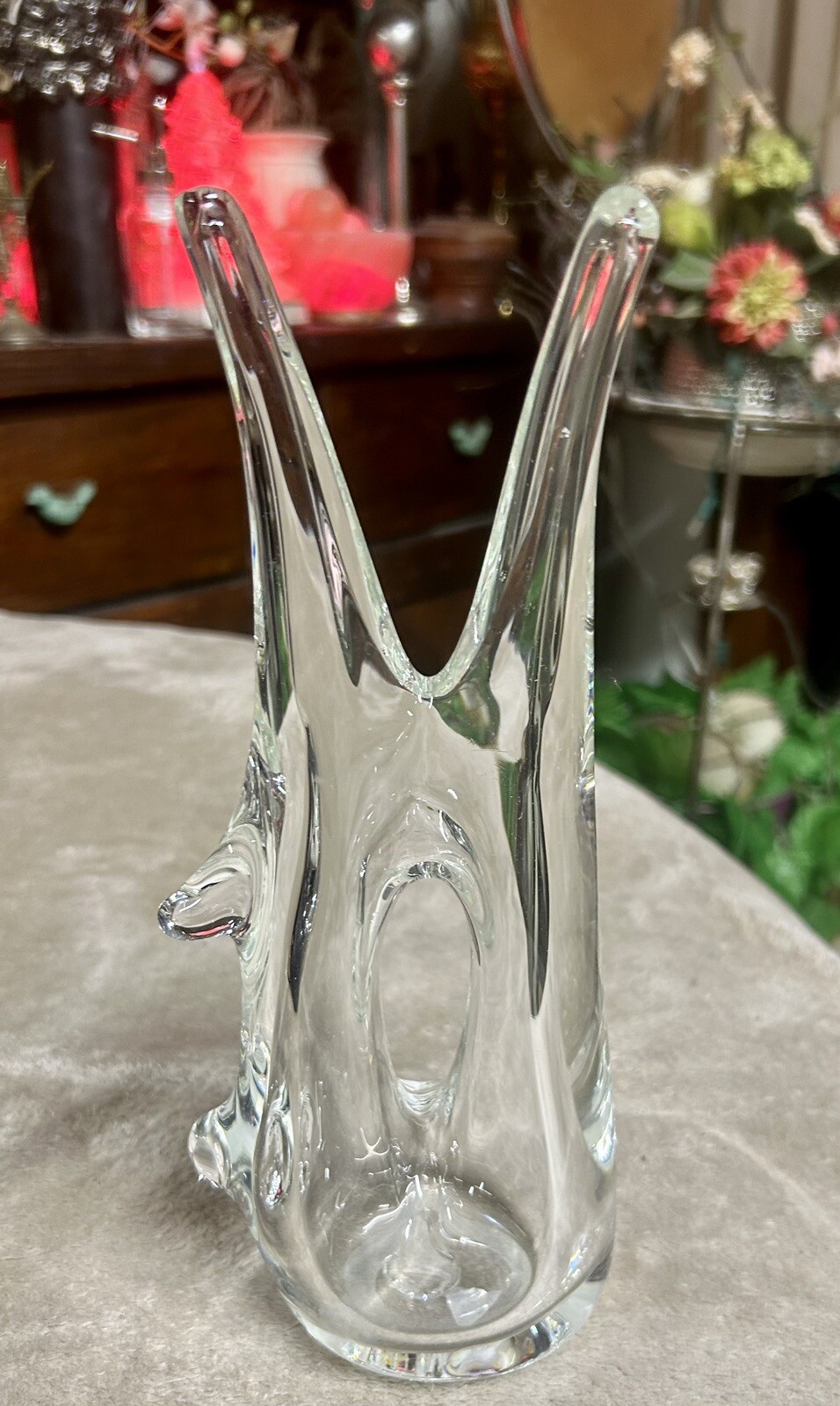Vintage Blown Crystal Glass Abstract Art 10 1/2\