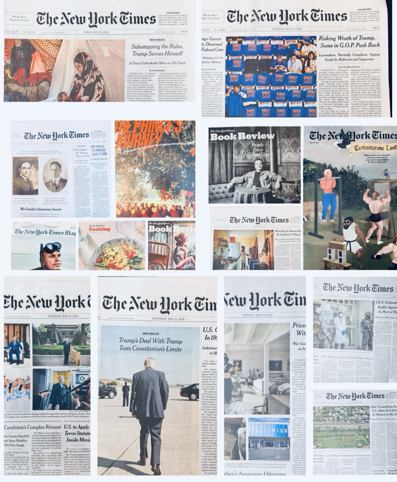 The New York Times News Paper LOT/9 May 16 17 18 19 20 21 22 23 24 -2026 UNREAD