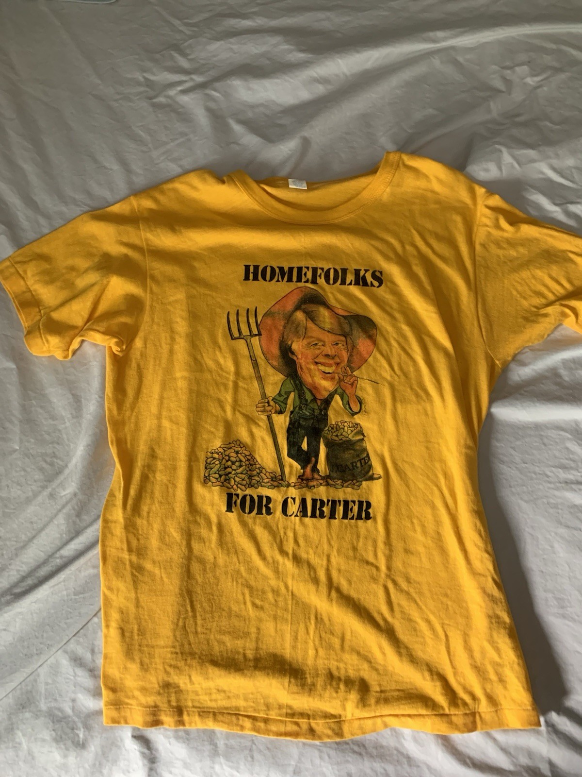 Vintage Homefolks for Jimmy Carter 1976 Yellow Shirt Size Large
