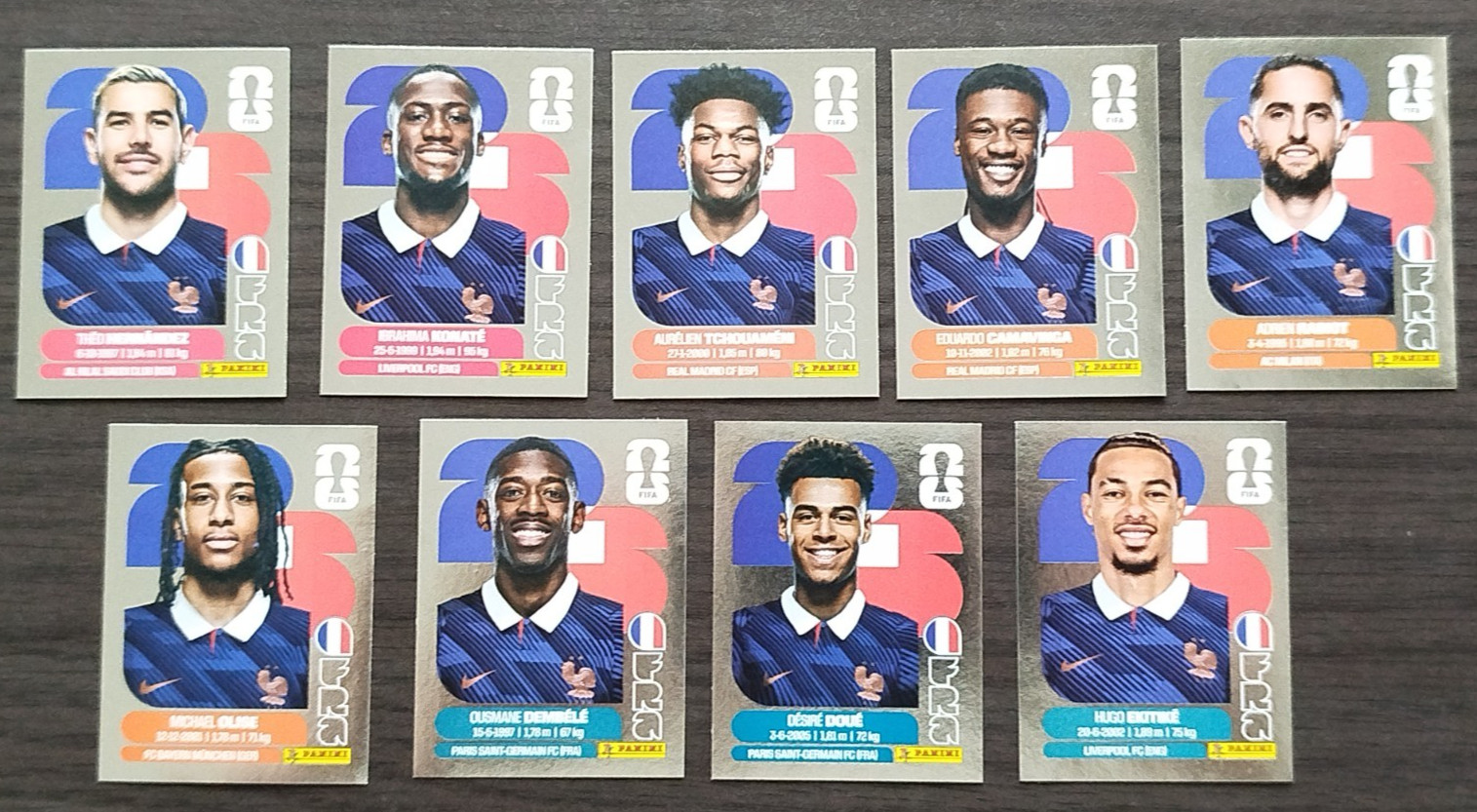 lot of 9 vignettes - 2026 panini world cup - FRA FRANCE silver silver