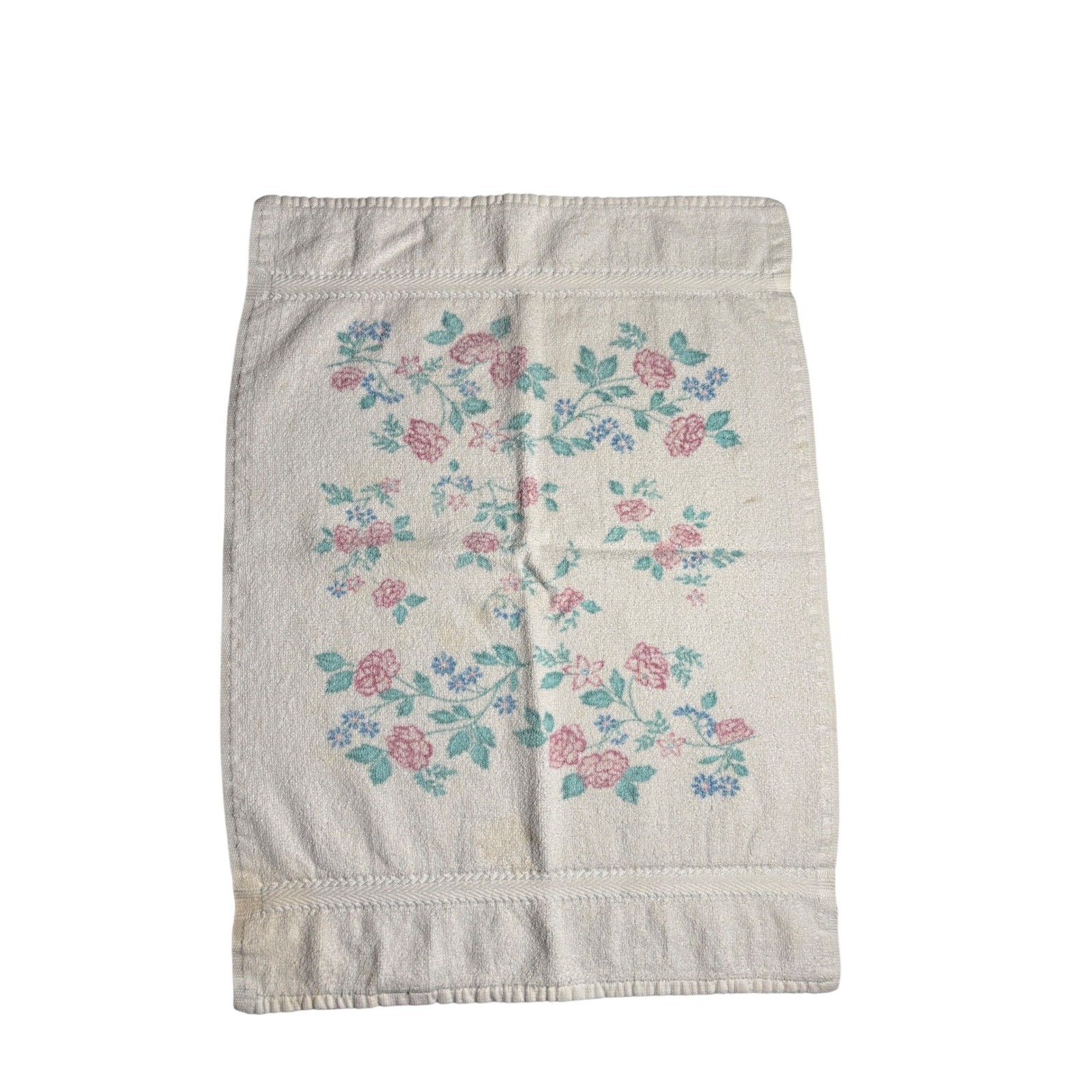 Vintage Caress Mervyns by Stevens Hand Towel Pink Roses Floral Cotton USA Made