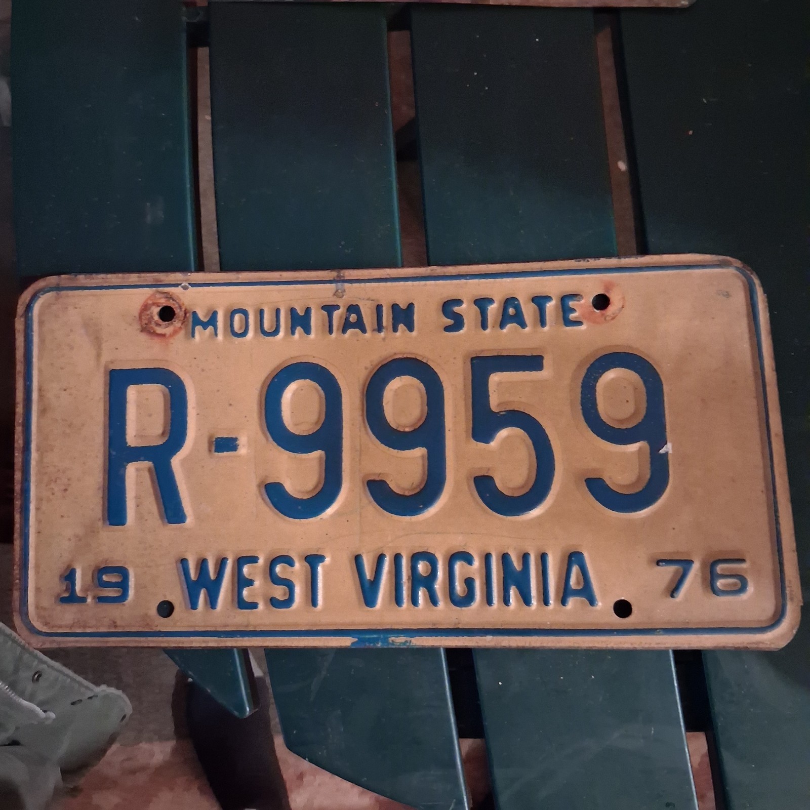 1976 Wva Liscense Plate R-9959