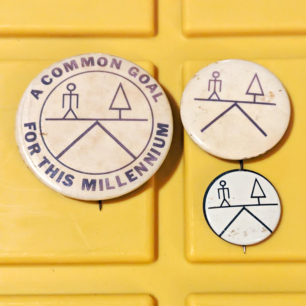 Vintage 1970 United Nations Human Environment Peace Earth Day Pinback Button Lot