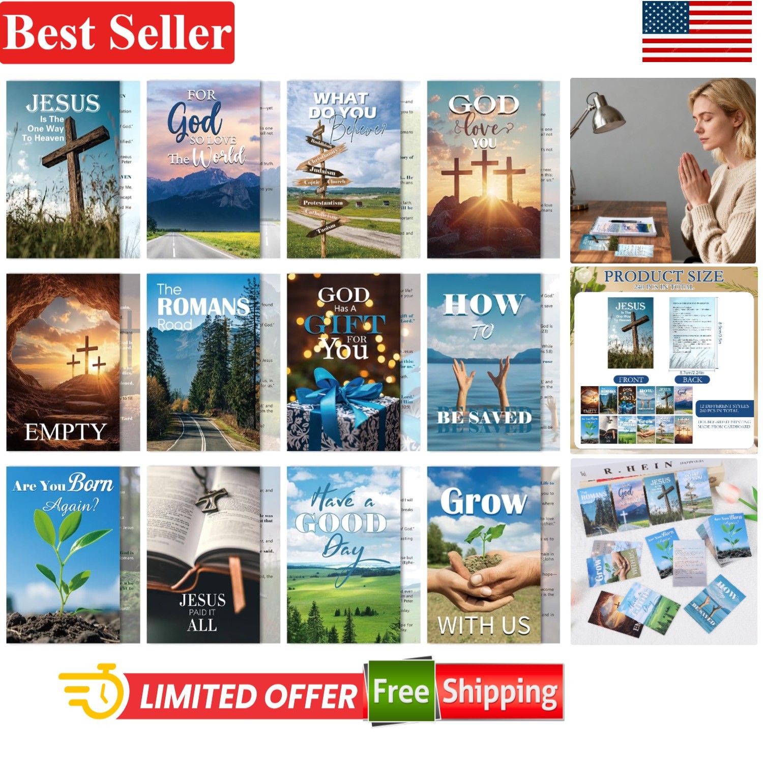 Inspirational Christian Gospel Tracts - 240 Pcs for Church and Study Groups