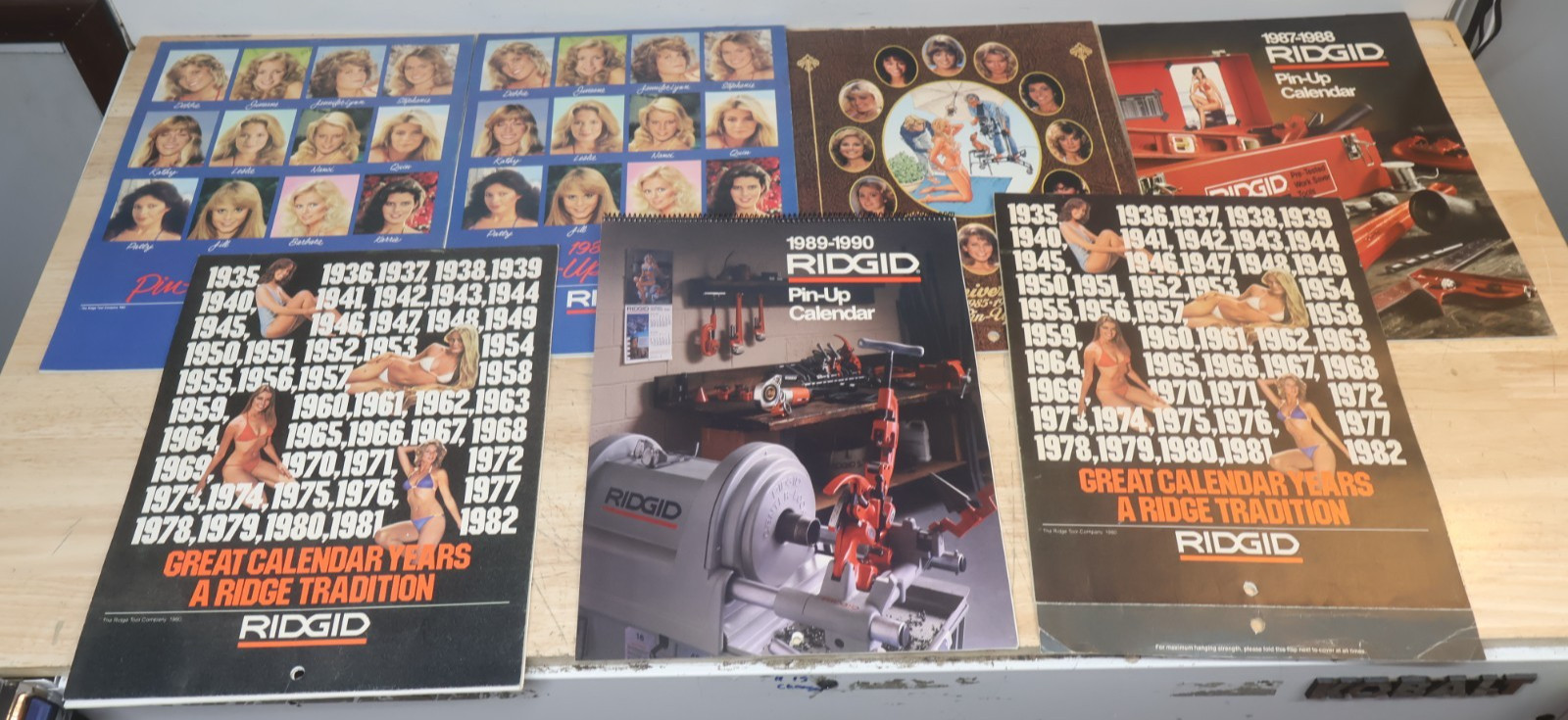 Lot Of 7 Vintage Ridgid Pinup Girl Calendars 1980's 1983 1984 1985 1986 1980 USA Lot Of 7 Vintage Ridgid Pinup Girl Calendars 1980's 1983 1984 1985 1986 1980 USA