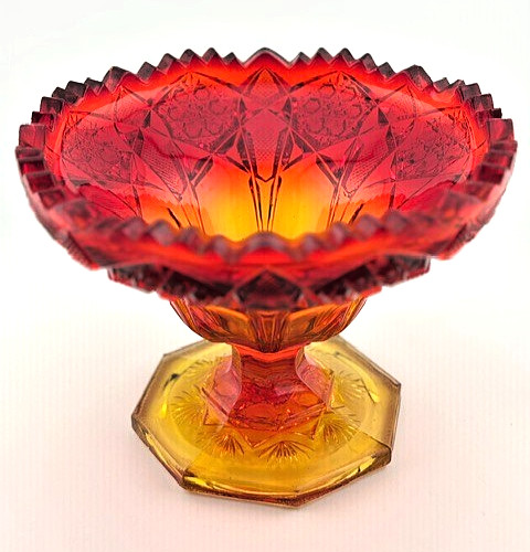 L.E. Smith Amberina Quintec Heritage Compote 5