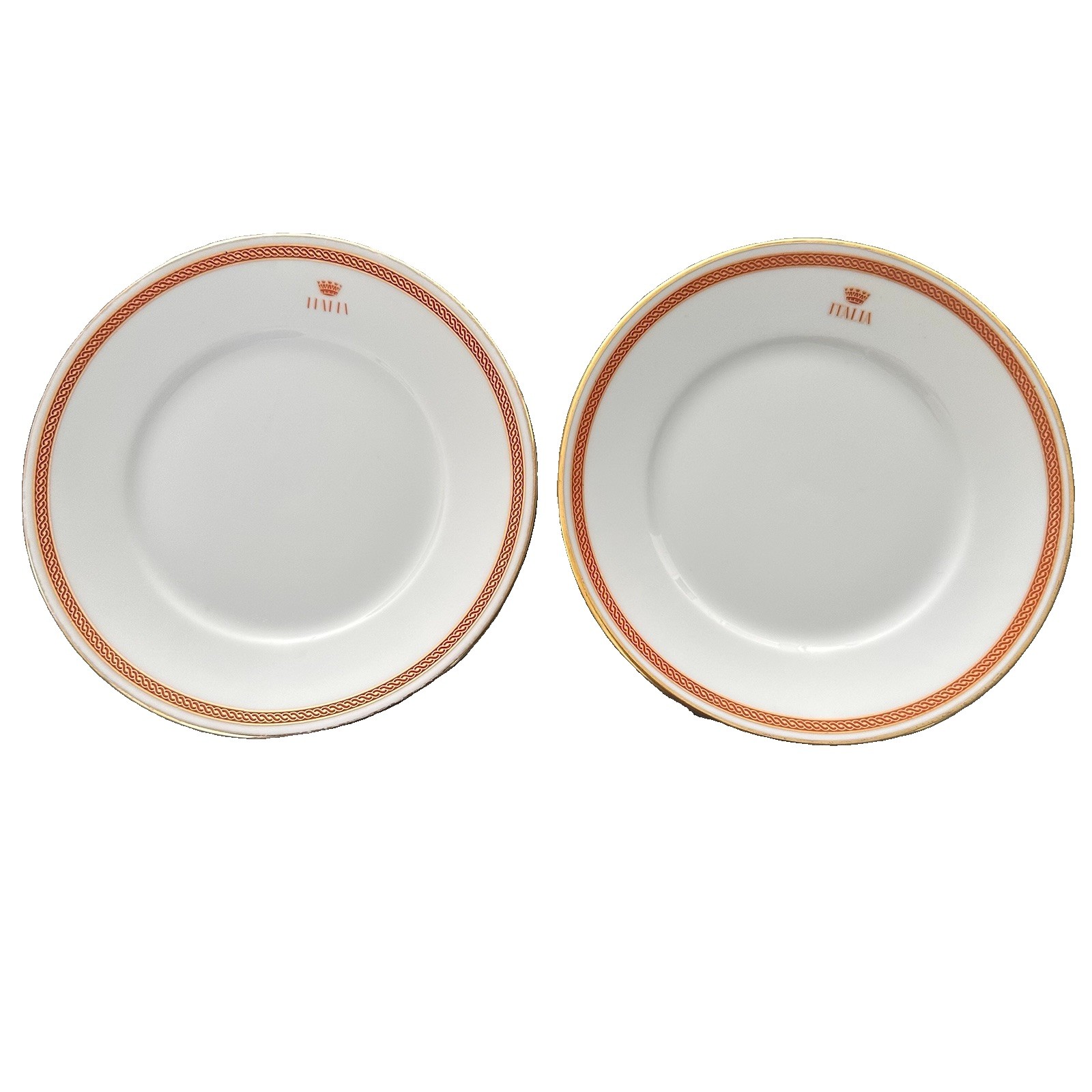 Vintage Richard Ginori Italian Line First Class Ocean Liner 2 Plates Red Gold