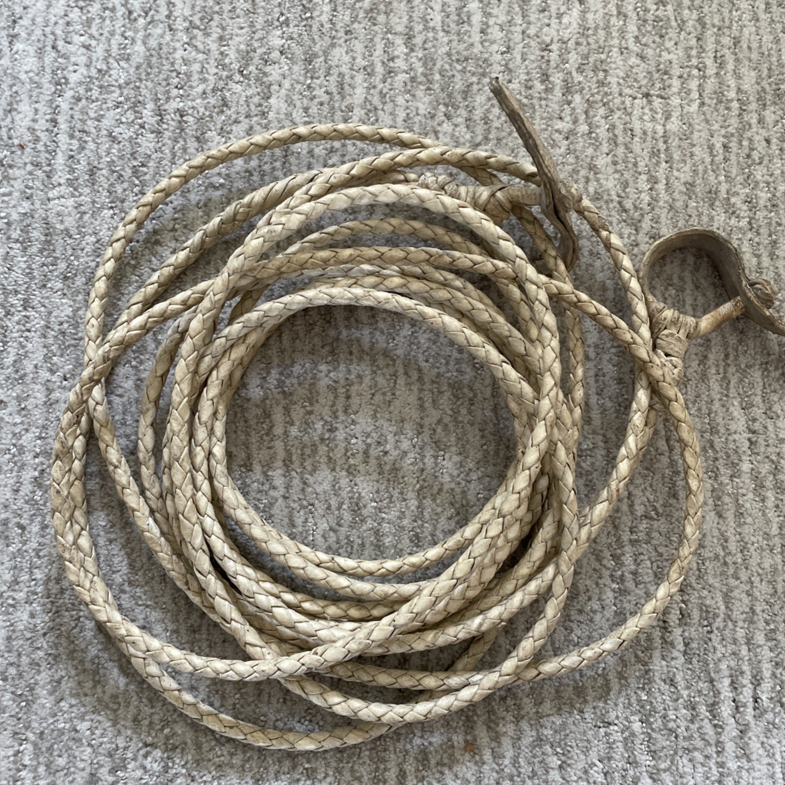 Vintage Braided Rawhide Riata Cowboy Lasso Rope 25 Feet
