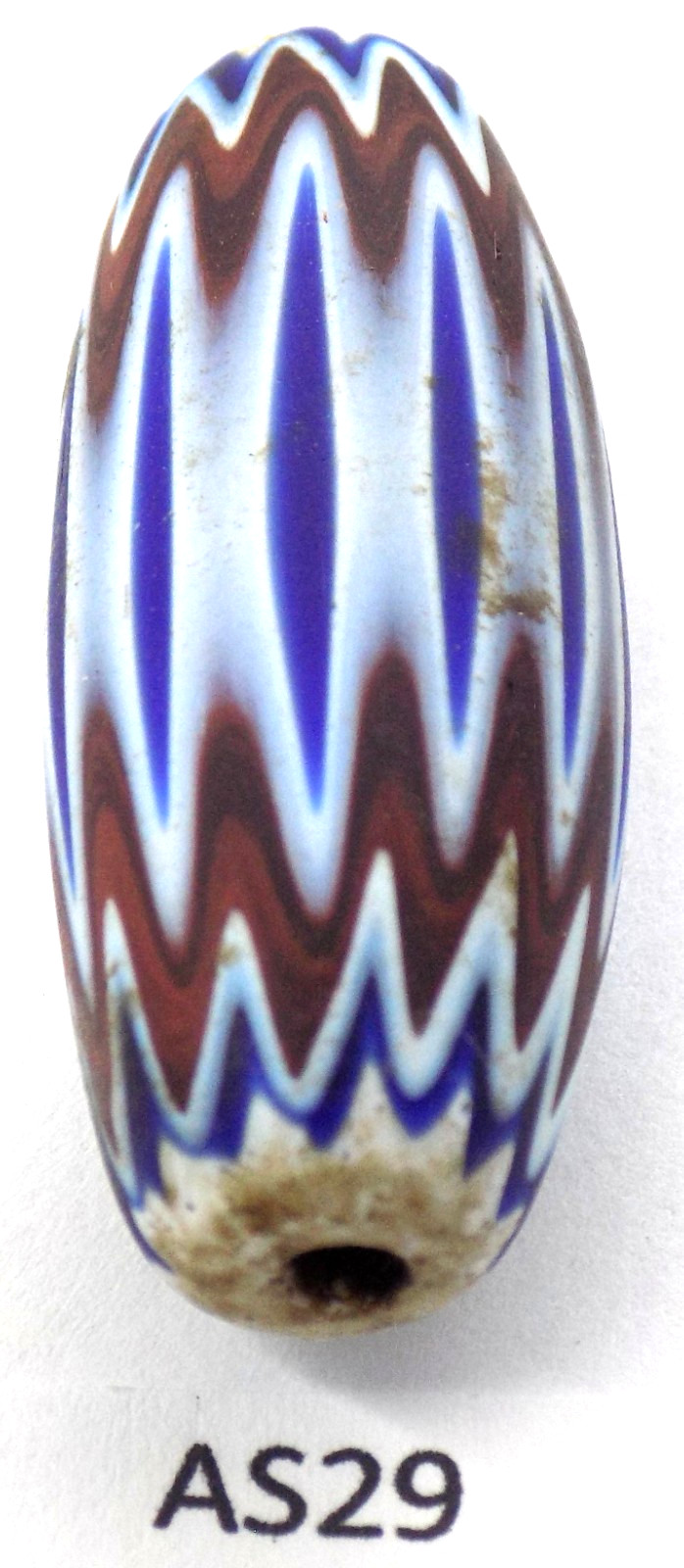 XL Unusual Pattern Antique Venetian Chevron Trade Bead African AS29  Bg67