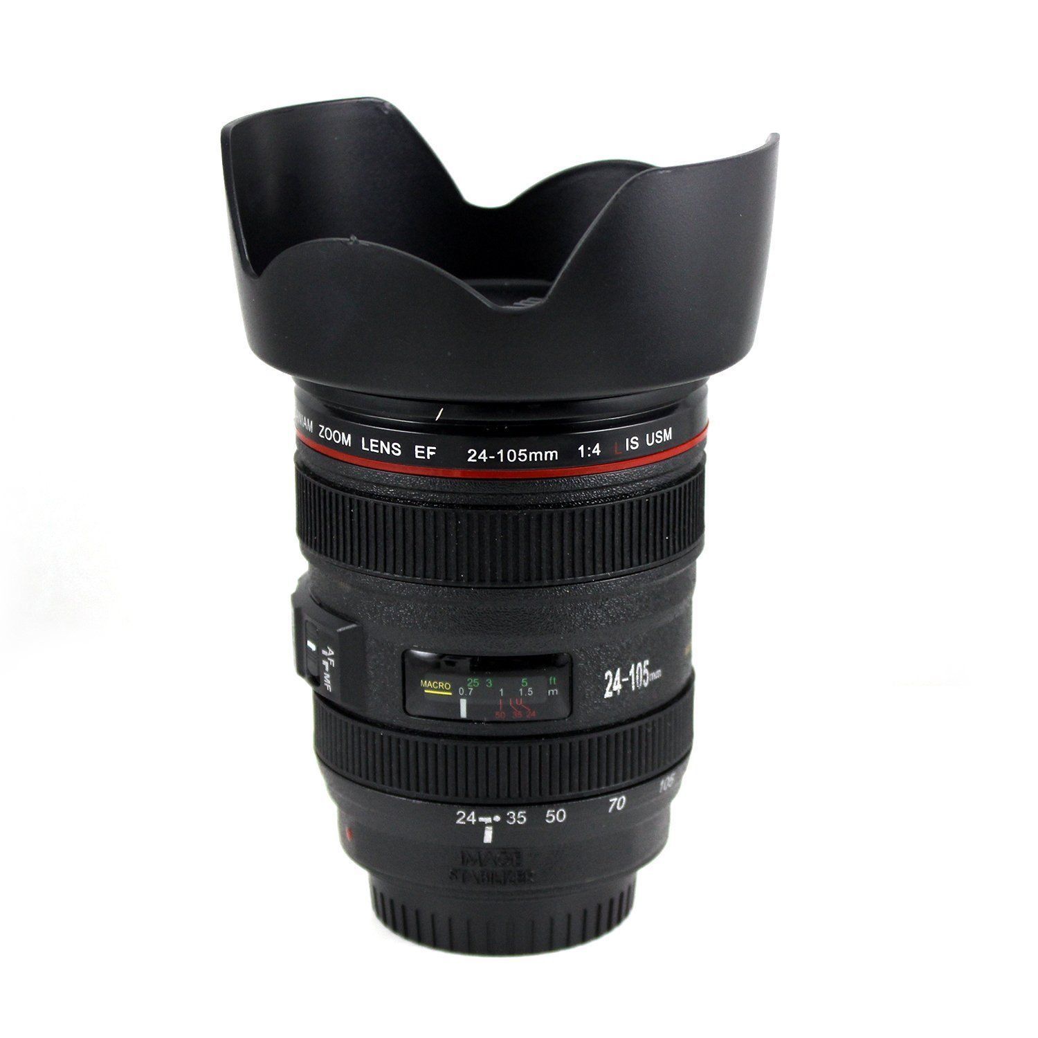 Camera Lens Mug with Cookie Holder Canon EF 24-105mm Coffee Mug Stainless Cup