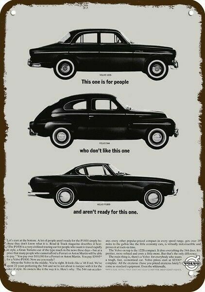 1963 VOLVO 122S / 544 / 1800P Car Vintage-Look DECORATIVE REPLICA METAL SIGN 1963 VOLVO 122S / 544 / 1800P Car Vintage-Look DECORATIVE REPLICA METAL SIGN