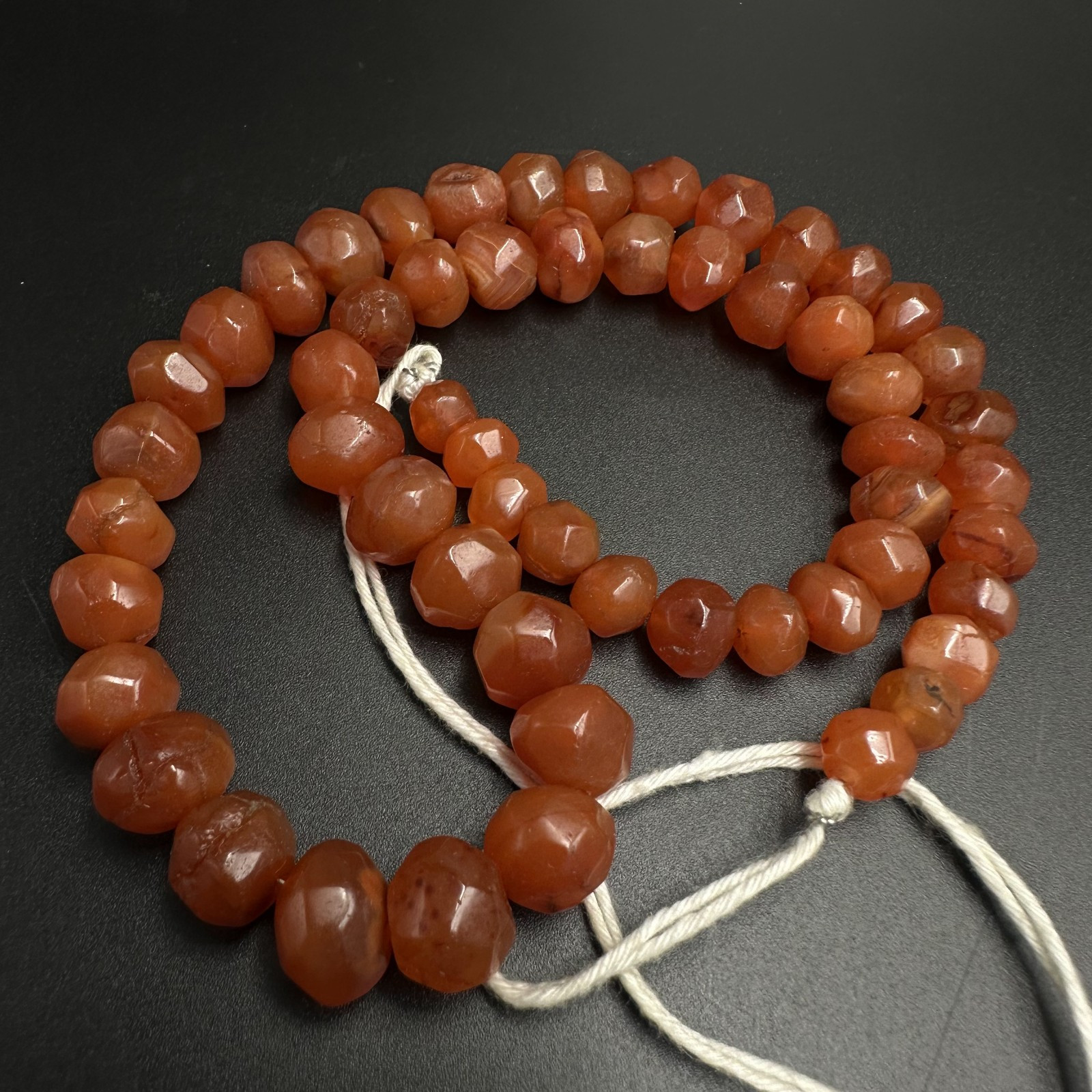Vintage Himalayan Tibetan Carnelian Faceted Agate  Beads Necklace 