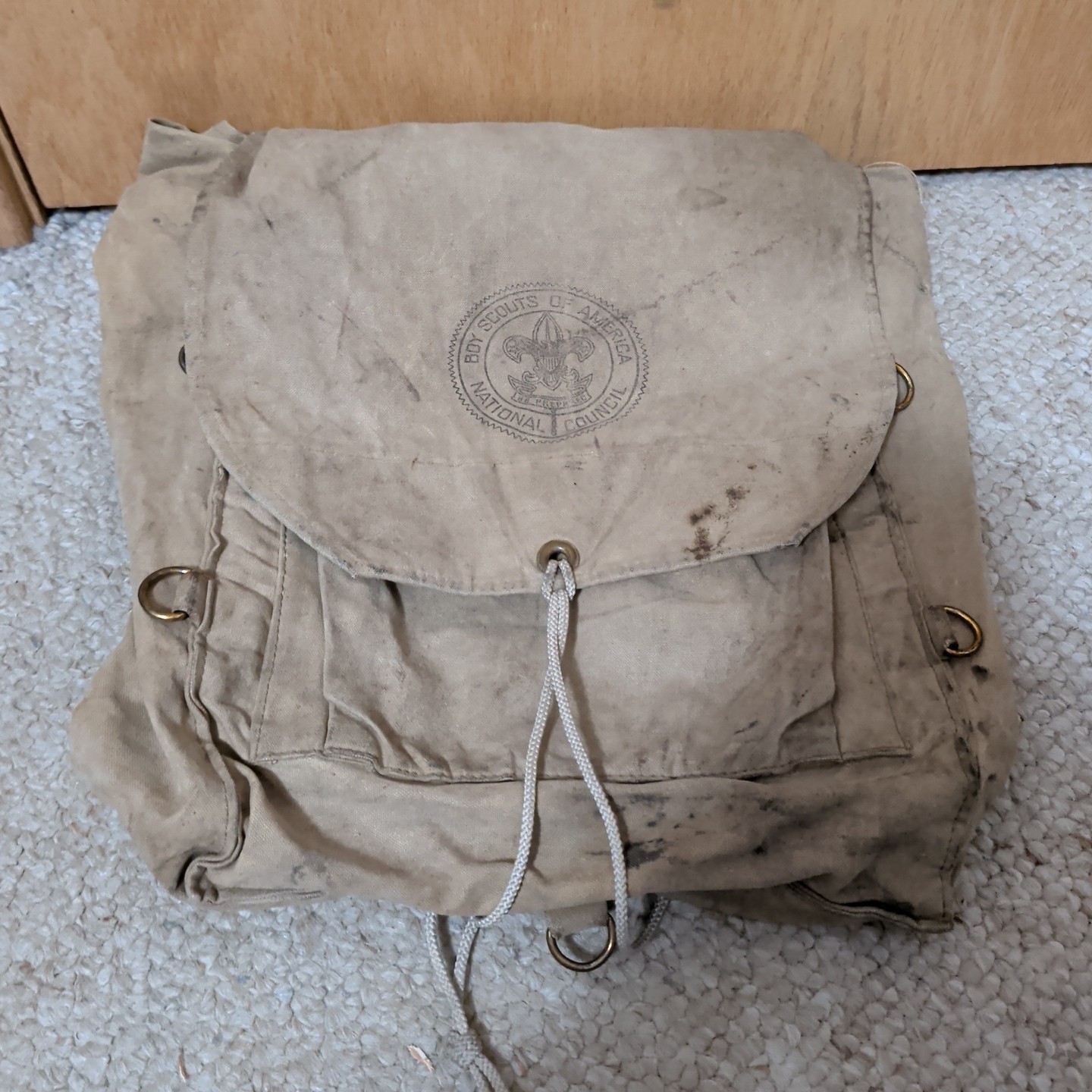 True Vintage Boy Scouts Backpack NO 573 Diamond brand BSA Haversack As Found