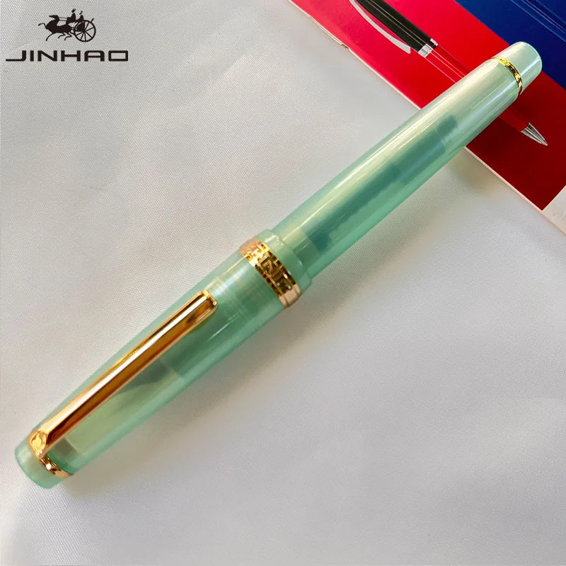 Jinhao 82 Acrylic Fountain Pen EF/F/M Iridium Nib Gold Clip Business Writing