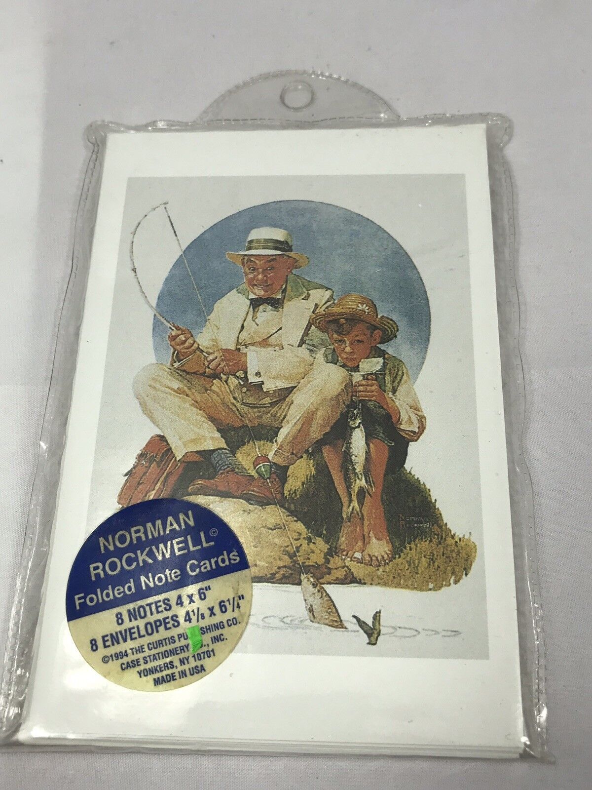 Vintage Norman Rockwell Folded Note Cards Fishing 