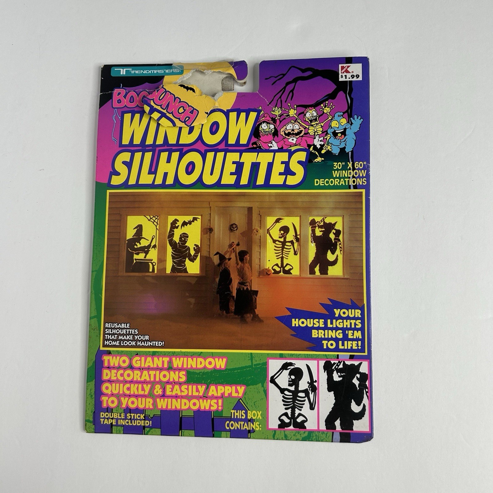 Vintage 1993 Trendmasters Boo Bunch  Window Silhouettes Skeleton & Wolf