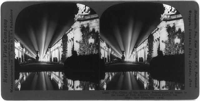 The gleam of the electric scintillators at night in the Court of Fo - Old Photo
