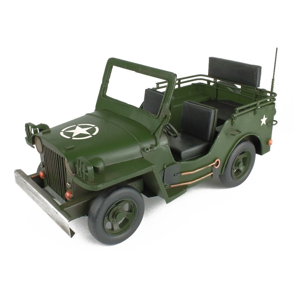 Metal Army Jeep Willys Military Collectible Model Light Utility Vehicle 12.5 in