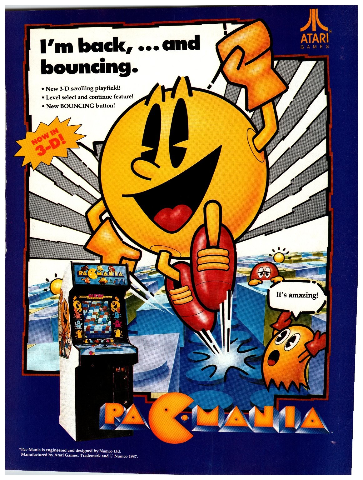 Atari Pac-Mania Arcade Video Game Magazine Ad 1987 \