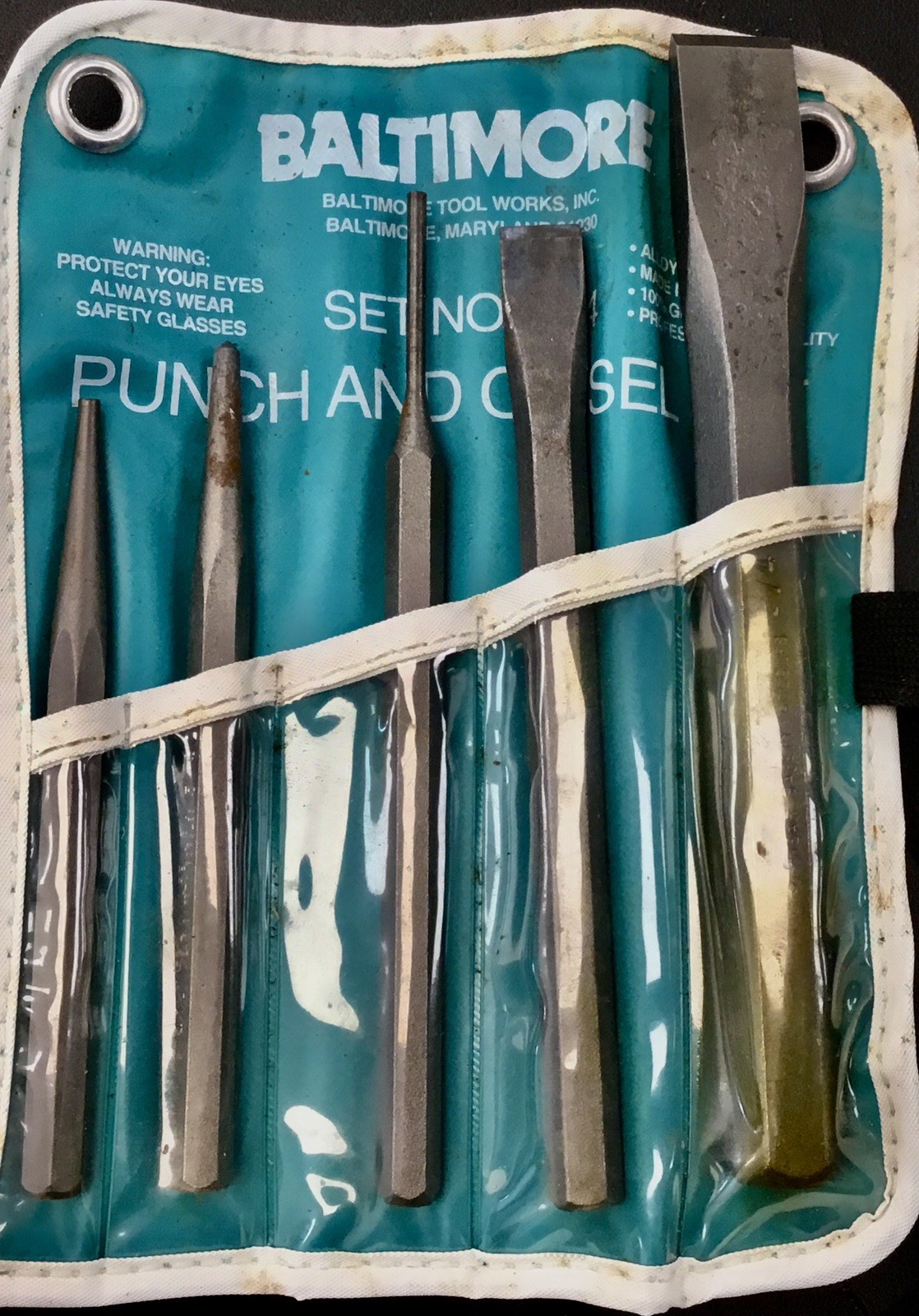 Vintage BALTIMORE Tools 5 pc Punch & Chisel Set No. 904 Made in USA,