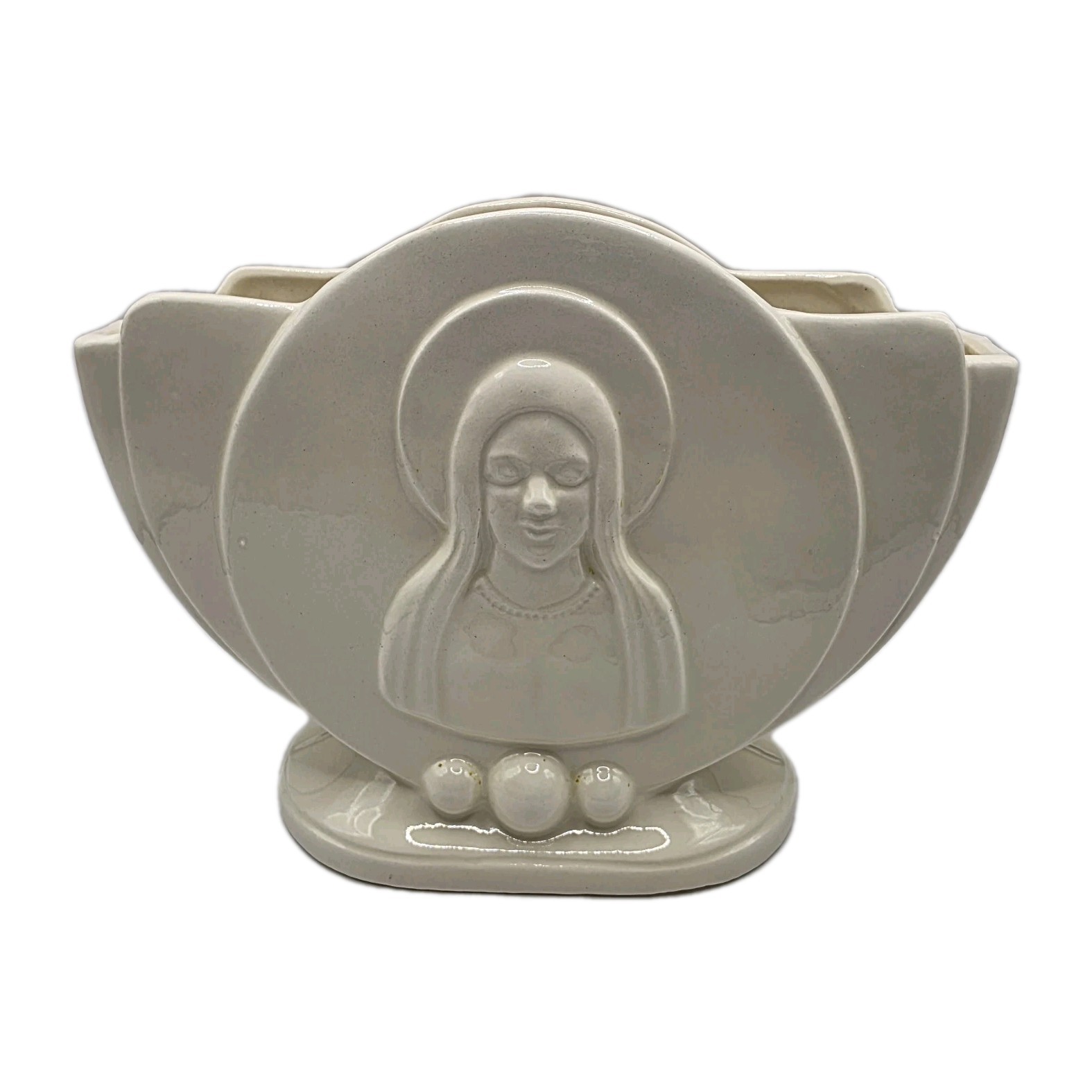 Vintage Roseville Virgin Mary Planter Art Deco White 