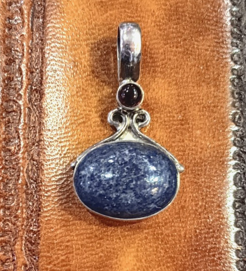 OOAK Lapis & Garnet in Sterling Silver Pendant OOAK Lapis & Garnet in Sterling Silver Pendant