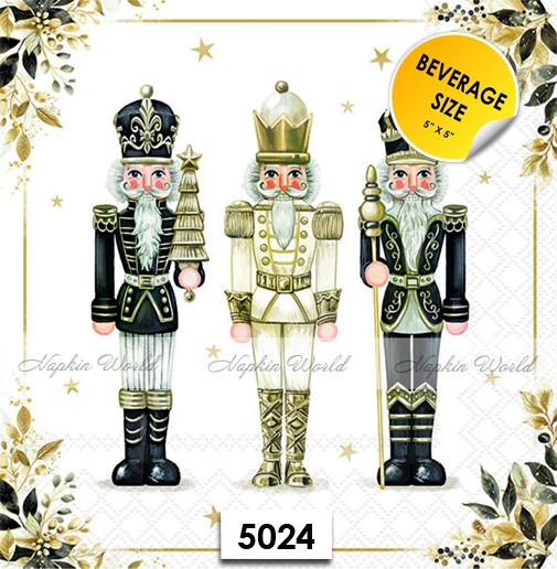 (5024) TWO Paper BEVERAGE / COCKTAIL Decoupage Art Craft Napkins - NUTCRACKERS