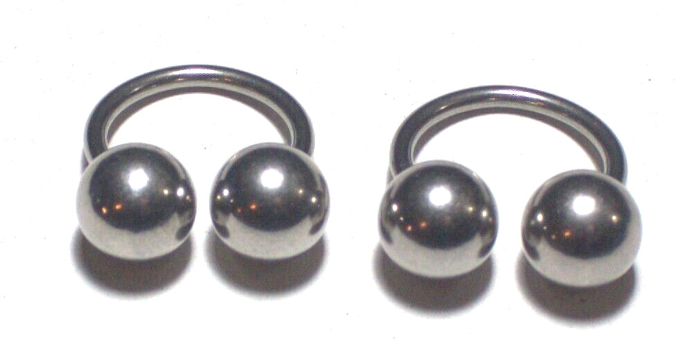 2- 14g 1/2 Big Sexy 10mm Ball horseshoe Ear Nipple Lip Ring SS 316L Hip Hop Hot