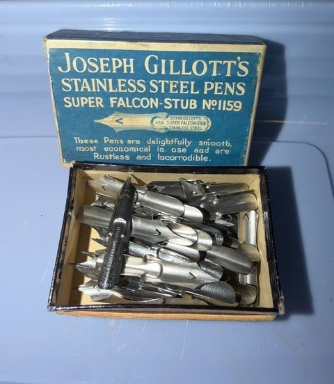 Joseph Gillott’s Stainless Steel Pens Super Falcon-Stub No. 1159, Orig Box
