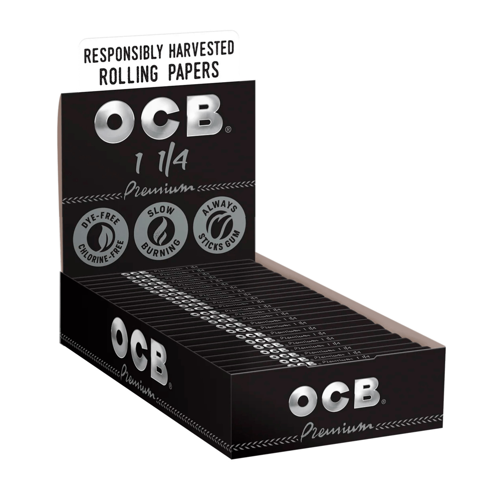 OCB Premium 1 1/4 1.25 Size Cigarette Rolling Papers (Full Box of 24 Booklets)