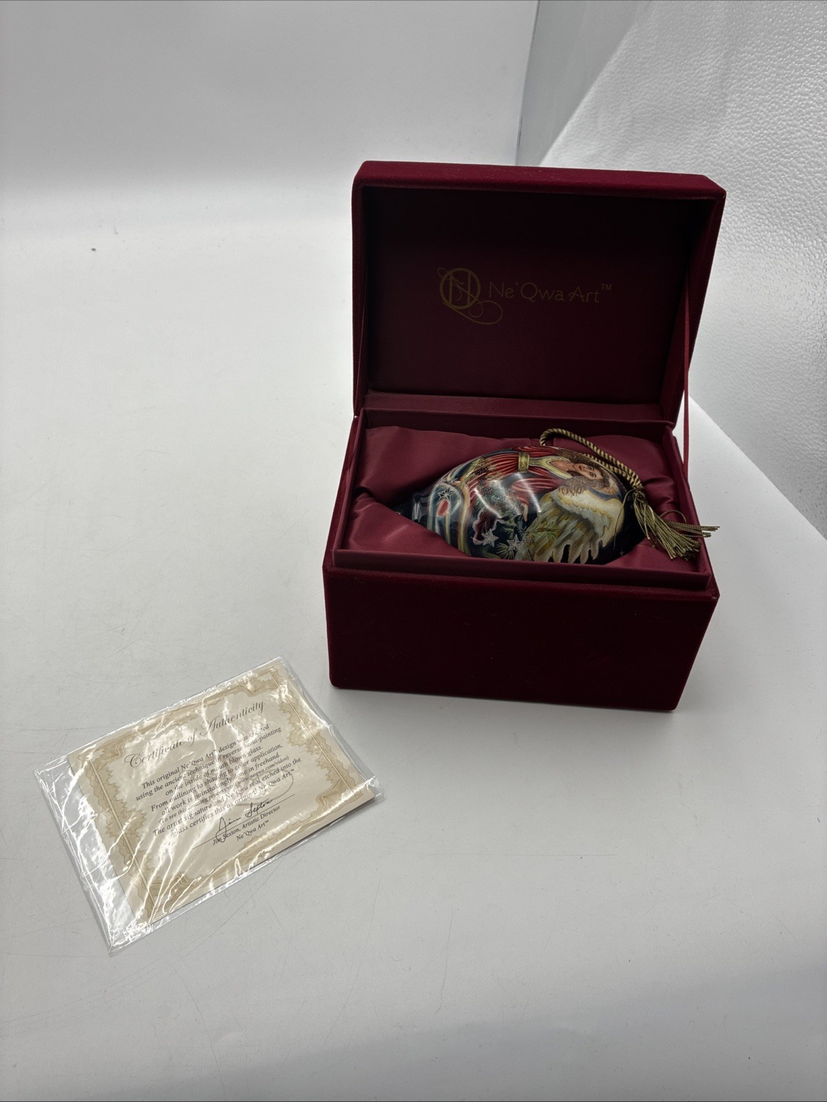 NE' QWA ART ORNAMENT IN ORIGINAL BOX SIGNED Jim Sexton Officially Authenticated