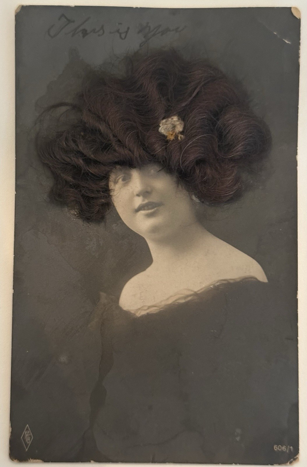 Antique RPPC with Real Human Hair Photo Postcard