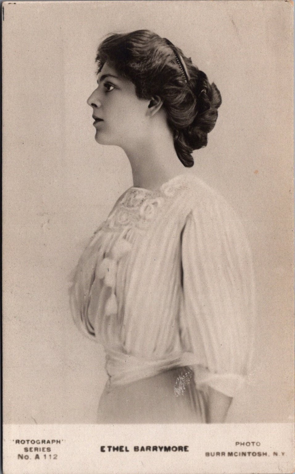 Ethel Barrymore Rotograph Postcard c.1910 Burr McIntosh Photo Actress