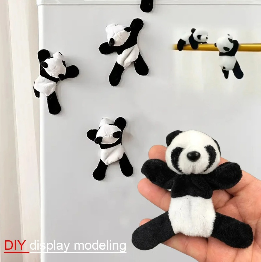 3 Pcs Cute Plush Panda Refrigerator Stickers Cartoon Kitchen Decor 3 Pcs Cute Plush Panda Refrigerator Stickers Cartoon Kitchen Decor
