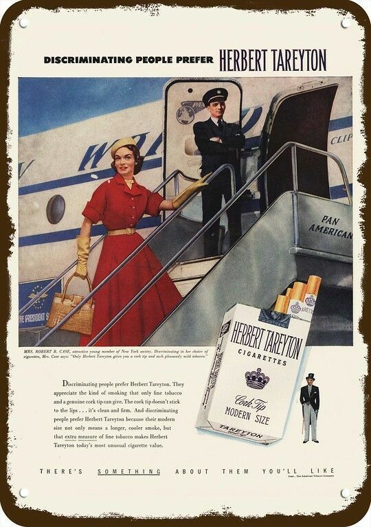 1952 HERBERT TEREYTON CIGARETTES Vintage Look DECORATIVE METAL SIGN - PAN AM JET
