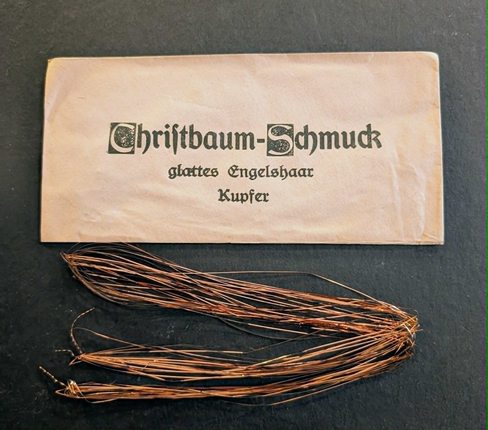Antique German Copper Wire Tinsel Angel Hair Envelope Christbaum Schmuck Vintage