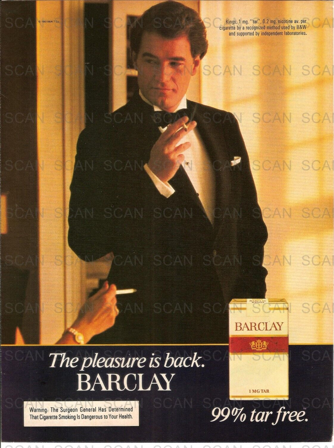 1983 Barclay Cigarettes  Vintage Magazine Ad  Sexy Guy in Tuxedo