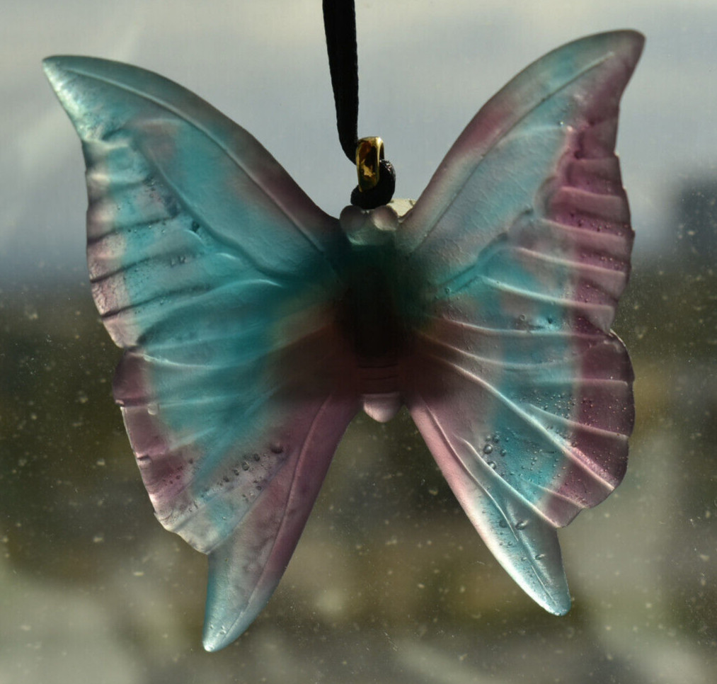 Big Daum Crystal Butterfly Christmas Ornament with Pouch Blue Purple