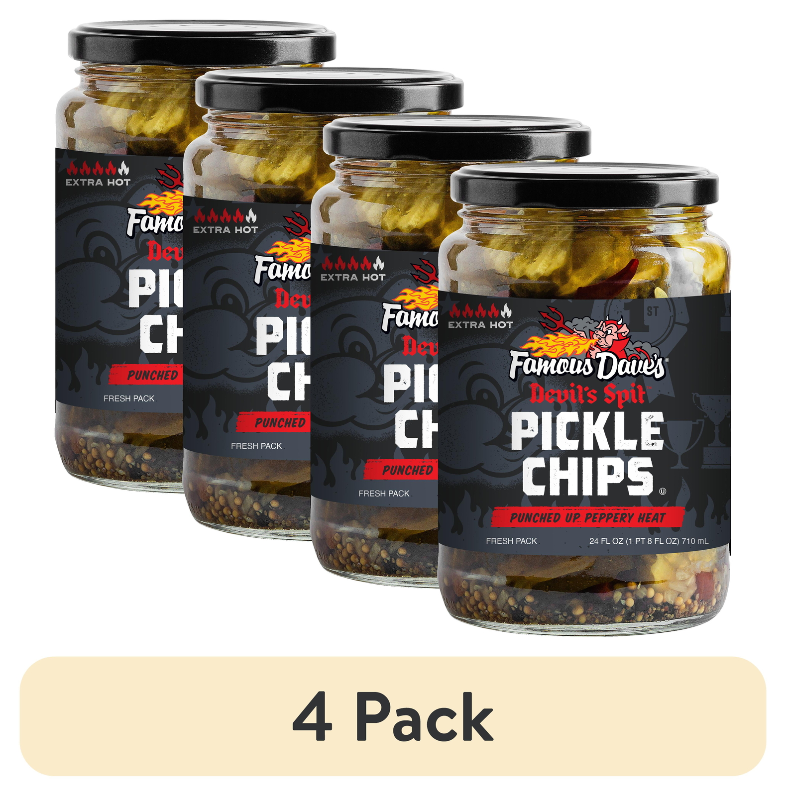 (4 pack) Famous Dave\'s Devil\'s Spit™ Pickle Chips, 24 fl oz Jar