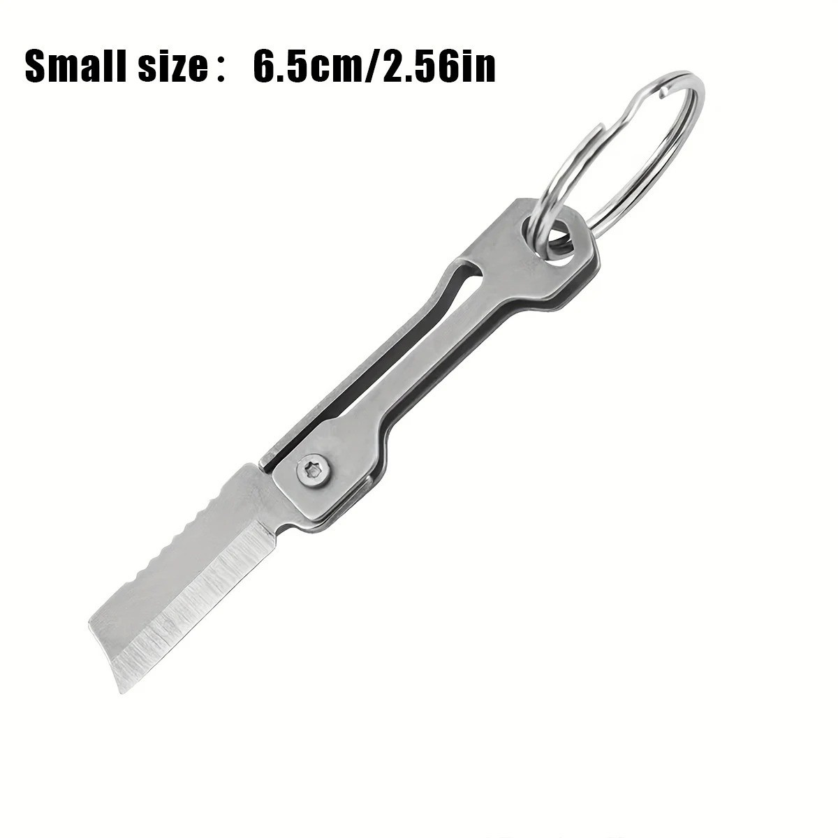 1pc Stainless Steel Mini Folding Knife - Multi-Function Pocket Tool Keychain