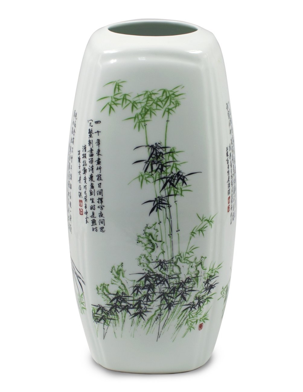 Dahlia Famille Rose Flower Vase, Handmade Chinese Porcelain, Four Nobles Green