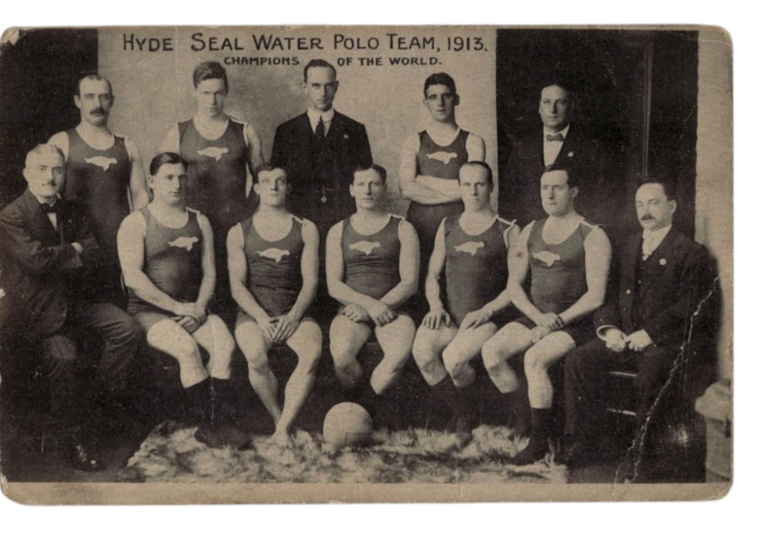 Vtg 1913 Hyde Seal Water Polo Team RPPC Champions of the World George Wilkinson