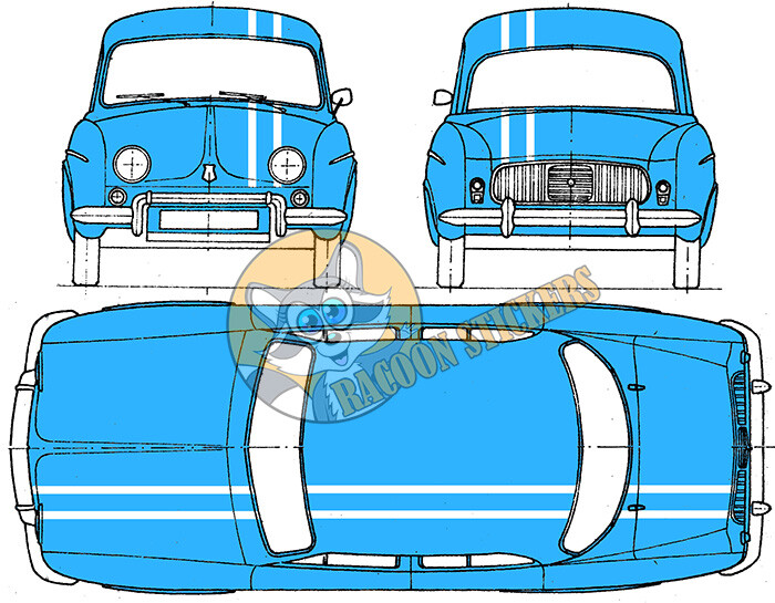 WHITE STRIPES KIT FOR RENAULT DAUPHINE GORDINI STICKER CAR BD108 WHITE STRIPES KIT FOR RENAULT DAUPHINE GORDINI STICKER CAR BD108