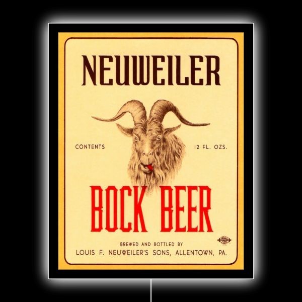 Neuweiler Bock Beer, Allentown Pennsylvania NEW LED Hanging Lighted Sign: 18x23\