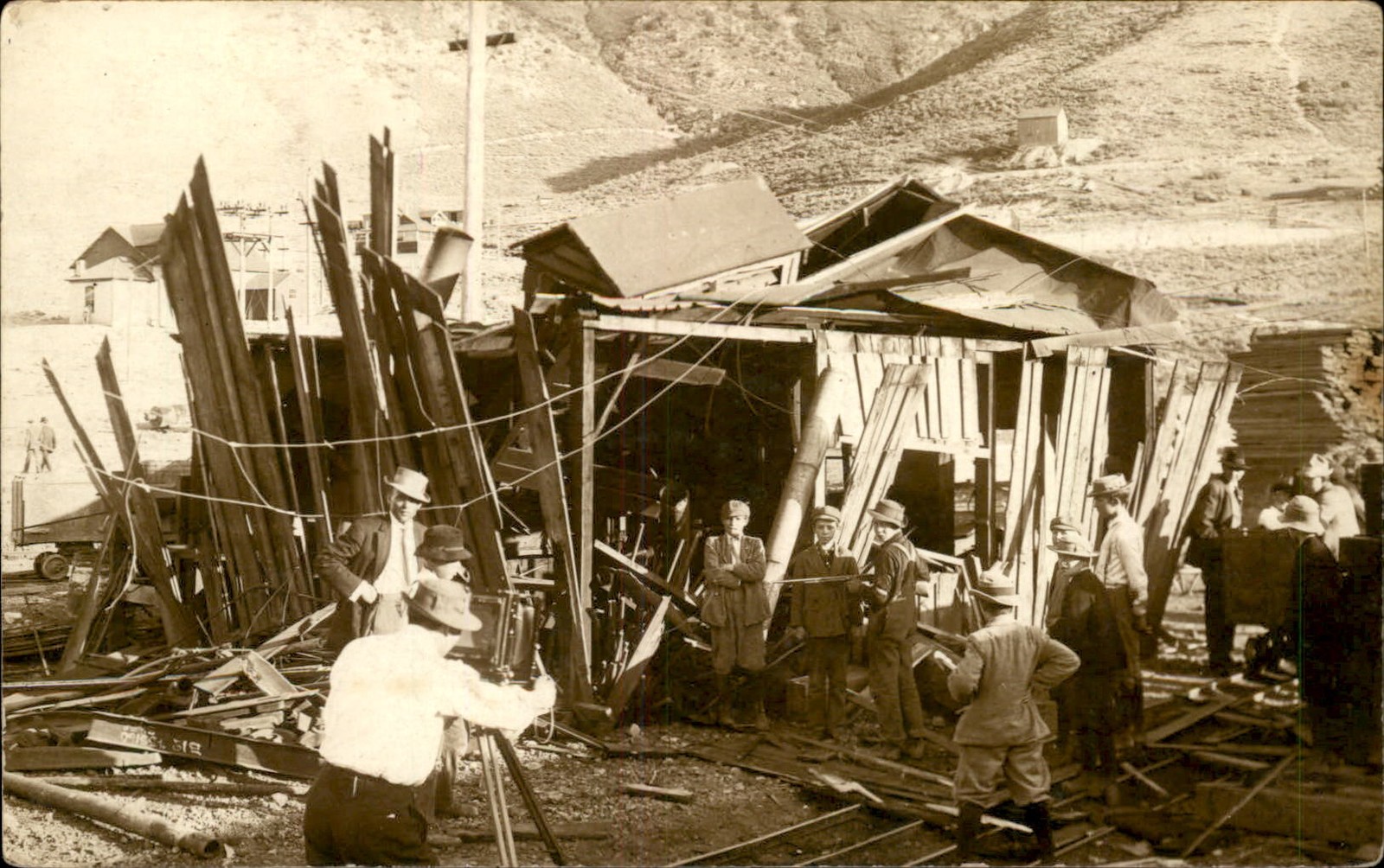 Eureka Utah UT Explosion Disaster Mine Photographer Camera c1910 RPPC bhn