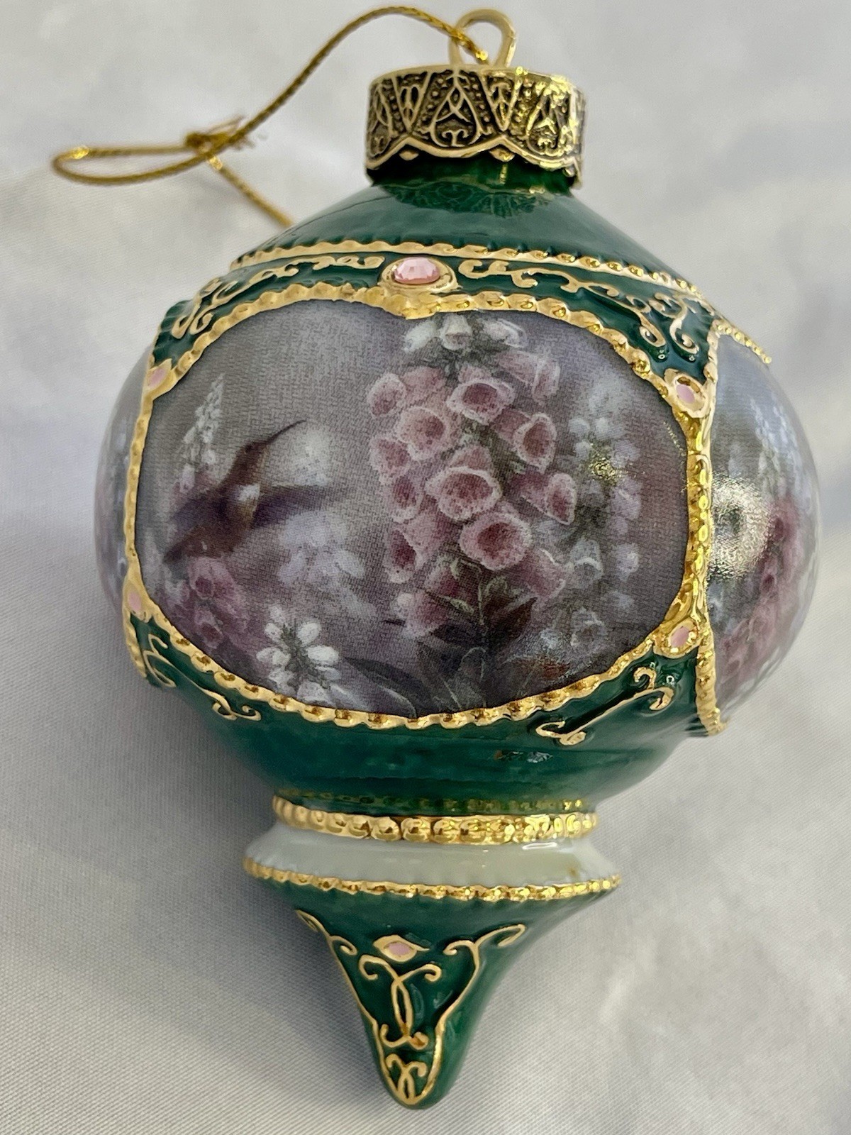 Vtg Bradford Editions Lena Liu's Jeweled Hummingbirds Hollyhock Garden