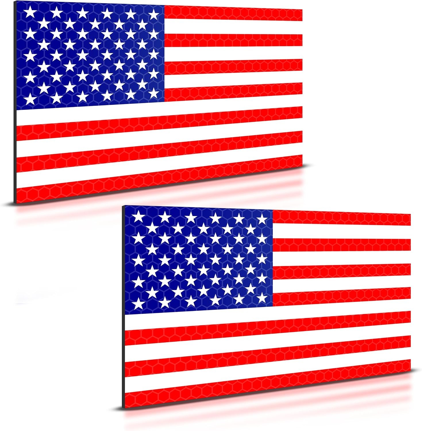 2PC American Flag Magnet Reflective USA Patriotic Decal for Car Truck 5 x 3 Inch