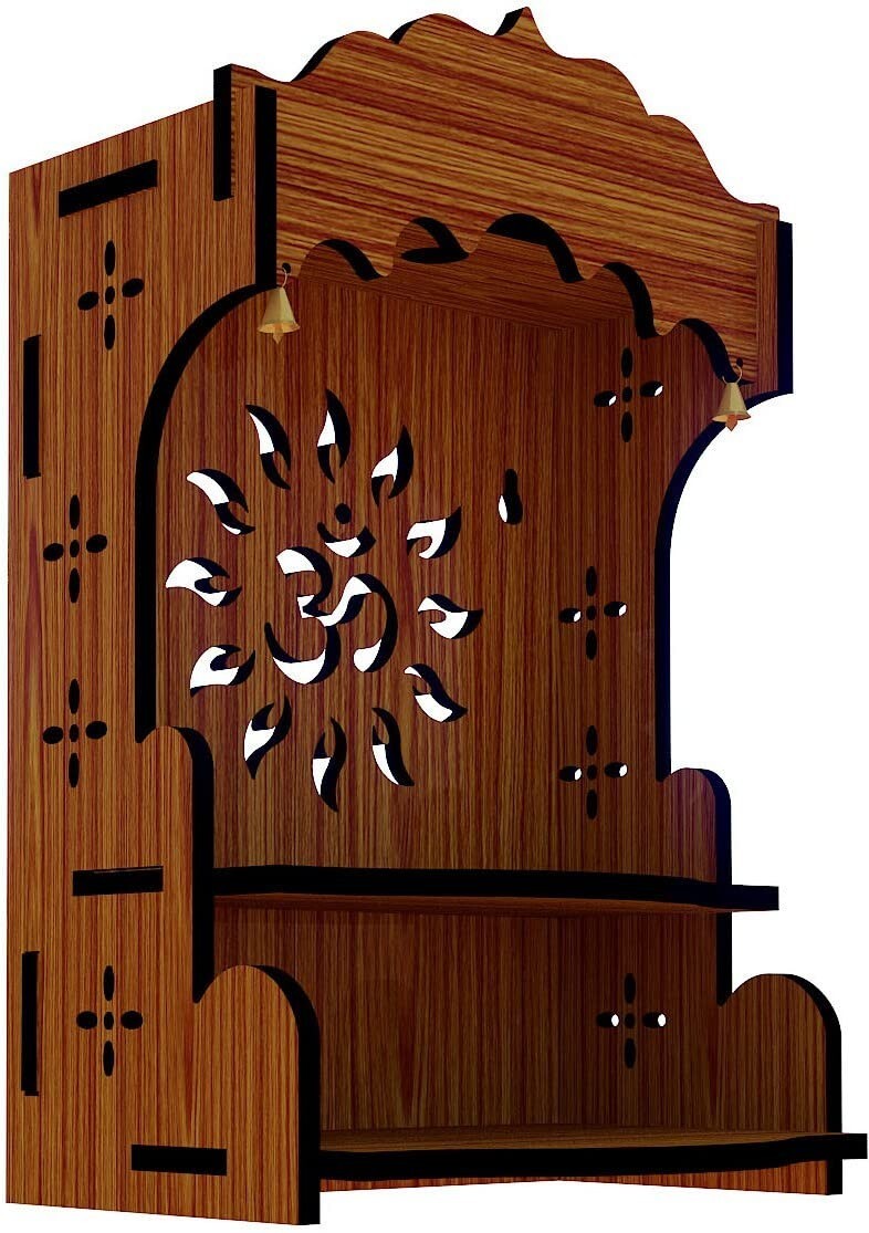 Handmade Small Beautiful Wooden Home and Office Temple, Pack of 1